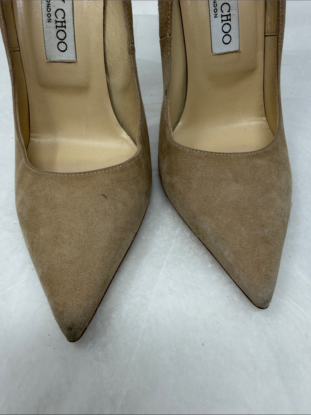 Jimmy Choo Tan Suede Pointed-Toe Stiletto Pumps Size 40 - Picture 4 of 12